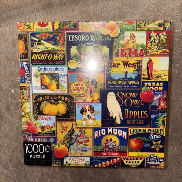Spin Master 2-Pack of 1000 Piece Jigsaw Puzzles Retro Comics & Fruit Labels NEW - Picture 7 of 7
